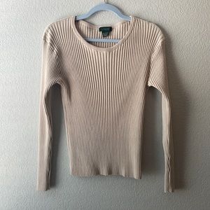 Jcrew Women's Beige Long Sleeve Top - Size L